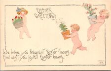 Easter Postcard Cupid Angels Carrying Pots of Flowers picture