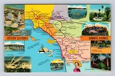 Map Of Southern California's Romantic Highways, Vintage Souvenir Postcard picture