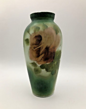 ANTIQUE HAT PIN VASE MILK GLASS AIRBRUSHED ROSE 1890s - 1920s picture