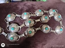 Vtg. Sterling Concho Turquoise Native American Navajo 925 Silver Belt 28