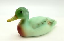 Fenton Hand Painted Mallard Duck Art Glass Figurine Green Satin picture