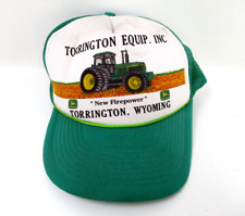Vintage John Deere Tractor Hat Torrington Wyoming Green White Trucker Farm Mesh picture