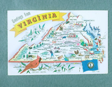 Posrcard Virginia VA - Greetings From Virginia The State Map Posted Vintage picture