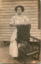 Vtg Postcard RPPC Adair Iowa IA Portrait Woman In White With Rocking Chair UNP picture