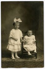 1907 NOKO RPPC Two Little Sisters Posing Formal Photo picture