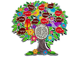 New israel Wood Wall Colorful  Home Blessing Hebrew tree of Life health love picture