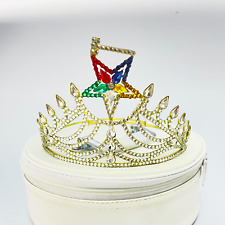 OES Crown, Masonic OES Grand Matron Crown with Gavel Gold Tone Adjustable + Case picture