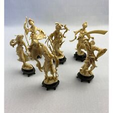Lot Of 6 Italy Resin Plastic Chinoiserie Faux Bone Oriental Figurines Vintage picture