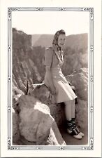 Fashionable Pretty Woman Nice Legs at a National Park 1940s Vintage Photo picture