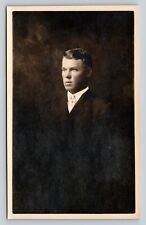 RPPC Handsome Young Man In Suit Hair Slicked Back Classic Image ANTIQUE Postcard picture