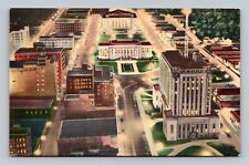 Linen Air View Civic Center At Night Oklahoma City Postcard picture