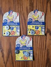 VTG 1940s Lot of 3- Mendets,  15 Cents Kits On Original Cards- Great Graphics picture