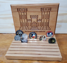 Challenge Coin Holder Display with 8 row, Solid Beech Wood, COINS SHOWN NOT INCL picture