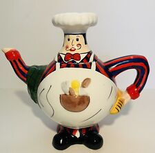 Vintage Trisa￼ Chubby Chef Ceramic Teapot Hand Painted Whimsical Italian Chef picture