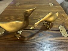 Vintage Mid Century Modern Brass Ducks Geese Birds Heavy Solid MCM Decorations picture