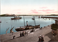 France, Saint-Malo. Dinan Hold. Port entrance. vintage print photochrome picture