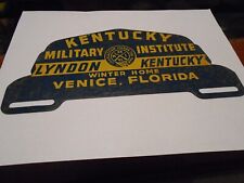Vintage Kentucky Military Inst Lyndon KY license plate topper picture