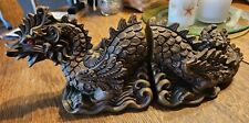 Vintage 1965 Universal Statuary Corp Chicago Dragon Bookends 14” Rare Red Eyes picture