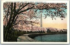 Postcard 1929 Washington Monument Cherry Blossoms District of Columbia DC picture