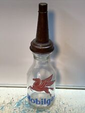 Mobilgas Pegasus Motor Oil Bottle Spout Cap Glass Vintage Style Gas Station picture