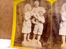 Stereoview PHOTO Card 1800's 1873 WILLIAM ENGLAND Statue FAMILY 39 F Junck picture