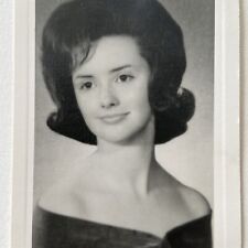 Vintage B&W Snapshot School Photograph Beautiful Young Woman Big Hair 1950s picture
