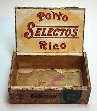 ANTIQUE CIGAR BOX / PORTO RICO SELECTOS / PUERTO RICO TOBACCO / 1901 / EMPTY picture