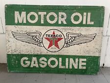 Texaco Vintage Motor Oil & Gasoline Sign Aviation Wings picture