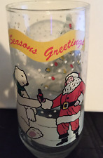 vintage 90's Coca-Cola glass/cup Santa Clause & Coca-Cola bear Seasons Greetings picture