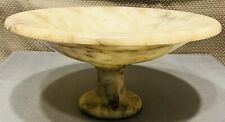 VTG Italian Alabaster 8” Hand Carved Footed Fruit Bowl Made In Italy picture