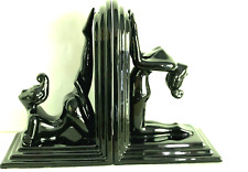 Fitz and Floyd Vintage Bookends Glossy Black Nudes picture