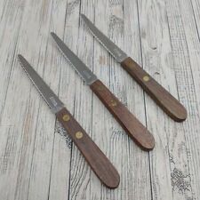 Robinson Knife Co 3 Grapefruit Knife Dual Serrated Blade Brown Wood Handle Lot picture