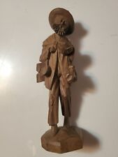 Vintage Carved Wooden Statue Figure Of Peasant Man 10.5