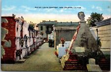 New Orleans Louisiana Old St. Louis Cemetery Vintage Linen Postcard A34 picture
