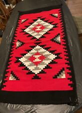 VTG Handwoven Mexico Geometric Rug Saddle Blanket WallHanging Wool Blend 28”x59” picture