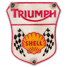Triumph Shell Antique Finished Cast Iron Plaque Sign, Game Room Man Cave Decor picture
