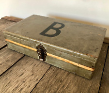 Vintage Wooden Box Letter B Green Antique Box Industrial Salvage Decoration picture