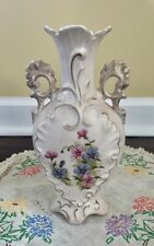 Antique Victoria Carlsbad Porcelain Vase w/ Pink & Blue Flowers & Gold Accents picture