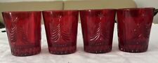 Mikasa CHRISTMAS TREE Red Crystal Glasses Set of 4.  4.0”Tall picture