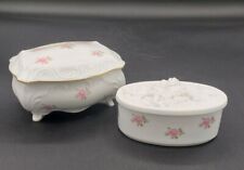 2 Lindner kueps bavaria West Germany Porcelain Trinket Vanity Covered Box Dish  picture