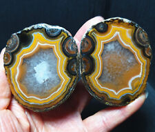 RARE 1 pair 177.3g Natural Warring States Red Agate Eyes Crystal Healing A2741 picture