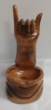 Carved Solid Wood Hang Loose Hand Ashtray/Trinket Box Sculpture 8.5