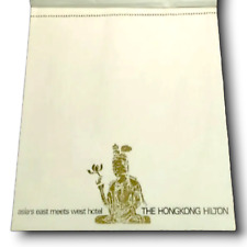 Hong Kong Hilton Hotel Note Pad Vintage Original Front Desk Scratch Pad Logo picture