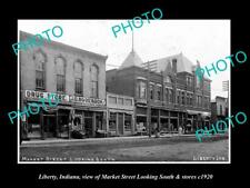 OLD LARGE HISTORIC PHOTO OF LIBERTY INDIANA VIEW OF MARKET St & STORES c1920 picture