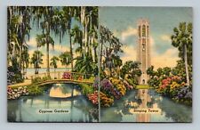 Cypress Gardens Singing Tower Mechanical Tear Away Advertising Linen Postcard  picture