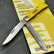 SCHRADE Old Timer Yellow 2 Blade Trapper Traditional Folding Pen Pocket Knife picture