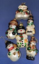 Vintage Lot Mercury Glass Christmas Tree Ornaments Polish Snowman Set Of 6 picture