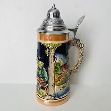 Vintage 1960’s GERTZ German Ceramic Beer Stein Stamped Lid Auf der Alm 9” picture