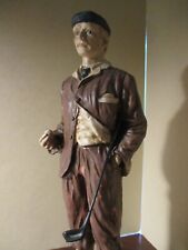Golfer Statue Vintage Style Holds Ball & Club picture