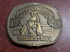 Vintage 1985 Hesston Outfit Tournament Rodeo Belt Buckle - Series #1 Ltd Ed picture